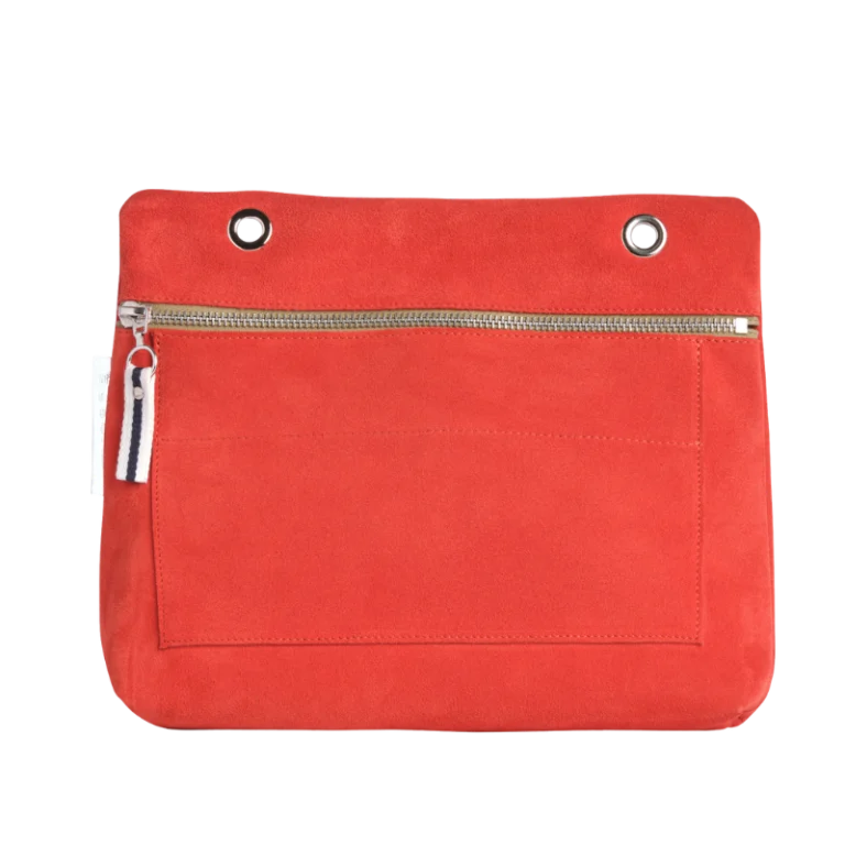 TUSSOR - Pochette Équipier Cuir Velours Corail