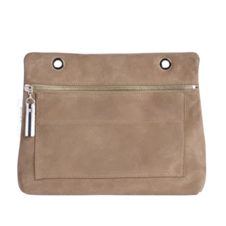 TUSSOR - Pochette Équipier Cuir Velours Galet