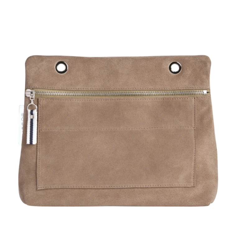 TUSSOR - Pochette Équipier Cuir Velours Galet