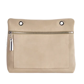 TUSSOR - Pochette Équipier Cuir Velours Grège