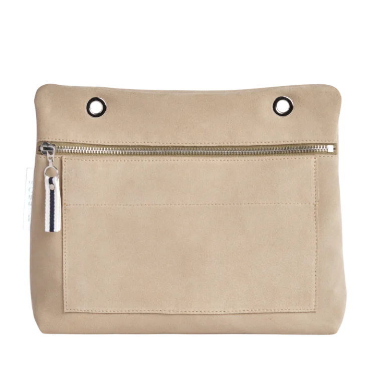 TUSSOR - Pochette Équipier Cuir Velours Grège