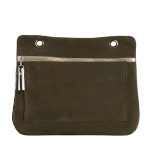 TUSSOR - Pochette Équipier Cuir Velours Kaki