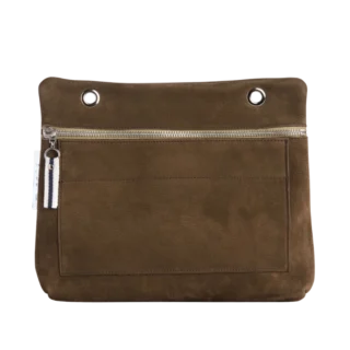 TUSSOR - Pochette Équipier Cuir Nubuck Veau Taupe