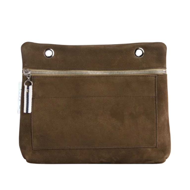TUSSOR - Pochette Équipier Cuir Nubuck Veau Taupe