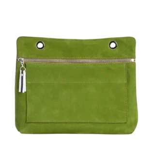 TUSSOR - Pochette Équipier Cuir Nubuck Veau Vert Prairie