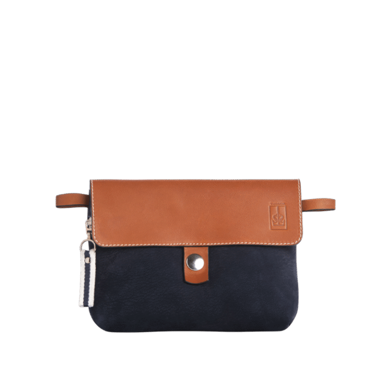 TUSSOR - Pochette Mobile Cuir Nubuck Veau Bleu Marine