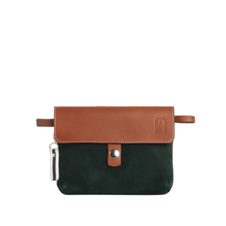 TUSSOR - Pochette Mobile Cuir Nubuck Veau Vert Forêt