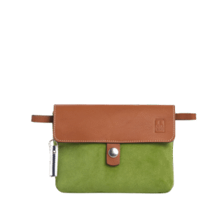 TUSSOR - Pochette Mobile Cuir Nubuck Veau Vert Prairie