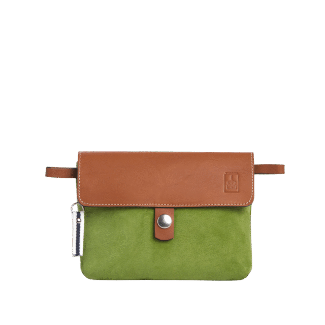 TUSSOR - Pochette Mobile Cuir Nubuck Veau Vert Prairie
