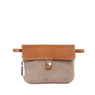 TUSSOR - Pochette Mobile Cuir Velours Galet