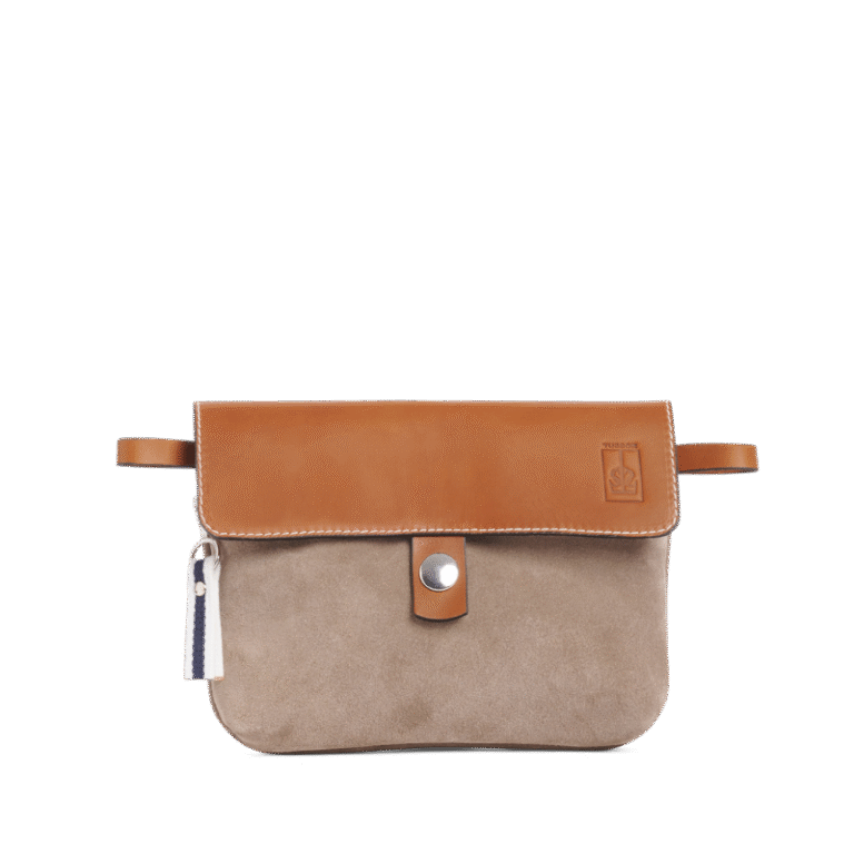 TUSSOR - Pochette Mobile Cuir Velours Galet