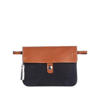 TUSSOR - Pochette Mobile Cuir Velours Marine