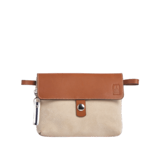 TUSSOR - Pochette Mobile Cuir Velours Grège