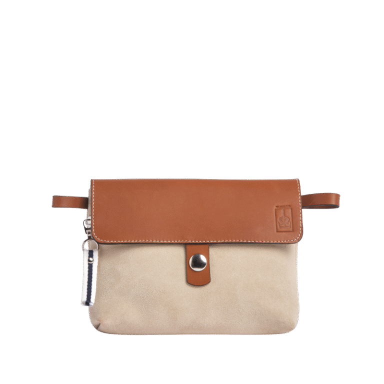 TUSSOR - Pochette Mobile Cuir Velours Grège