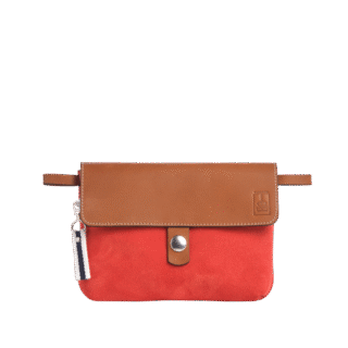 TUSSOR - Pochette Mobile Cuir Velours Corail