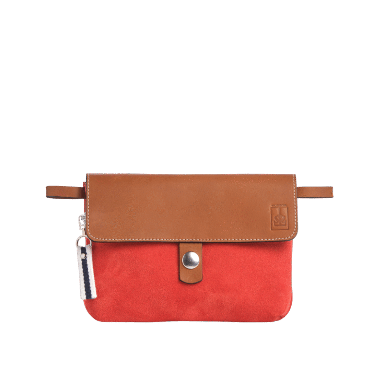TUSSOR - Pochette Mobile Cuir Velours Corail
