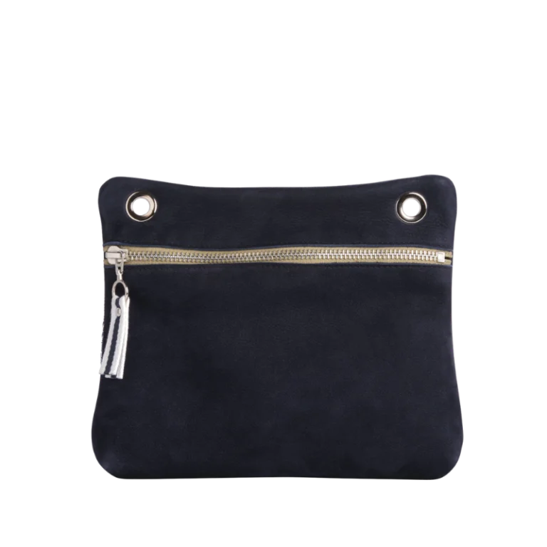 TUSSOR - Pochette Yole Cuir Nubuck Veau Bleu Marine