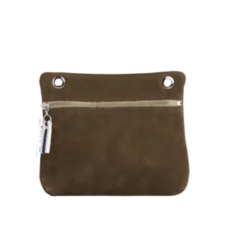 TUSSOR - Pochette Yole Cuir Nubuck Veau taupe
