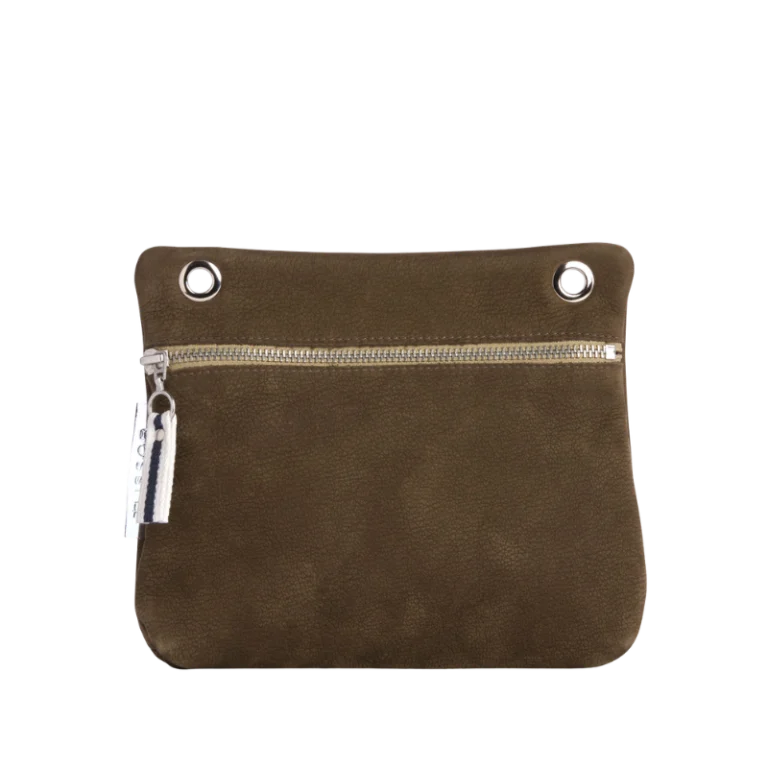 TUSSOR - Pochette Yole Cuir Nubuck Veau taupe