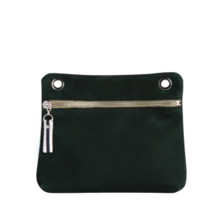 TUSSOR - Pochette Yole Cuir Nubuck Veau Vert Forêt