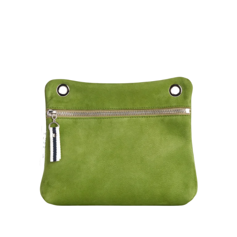 TUSSOR - Pochette Yole Cuir Nubuck Veau Vert Prairie