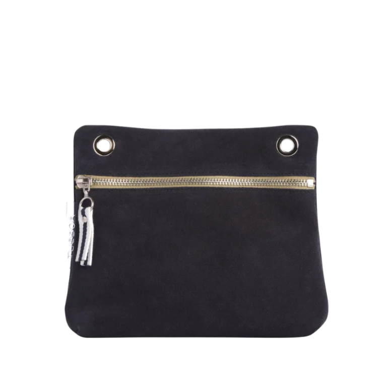 TUSSOR - Pochette Yole Cuir Velours Bleu Marine