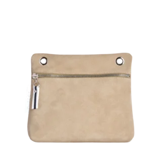 Pochette Yole Cuir Velours Grège par la marque TUSSOR TUSSOR - Pochette Yole Cuir Velours Grège