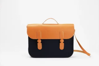 Monébari - Porte-documents en toile et cuir – marine