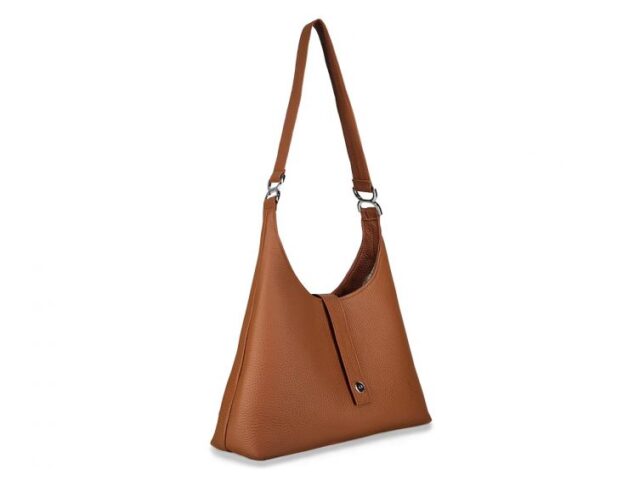 La Guêpe - Petite Maroquinerie - Sac sourire en cuir marron clair grainé - 02-005-05