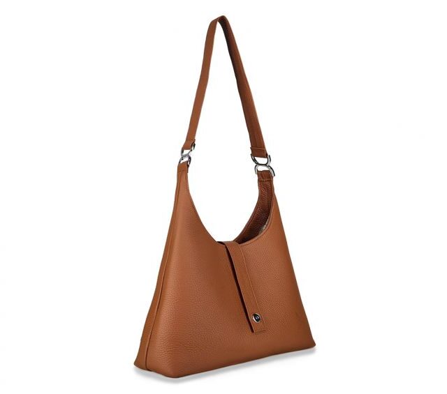 La Guêpe - Petite Maroquinerie - Sac sourire en cuir marron clair grainé - 02-005-05