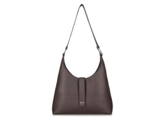 La Guêpe - Sac sourire en cuir marron foncé grainé  02-005-05