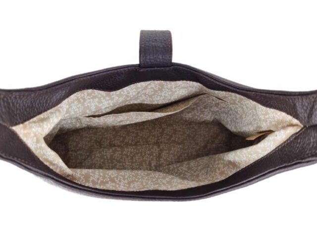 La Guêpe - Petite Maroquinerie - Sac sourire en cuir marron foncé grainé - 02-005-05