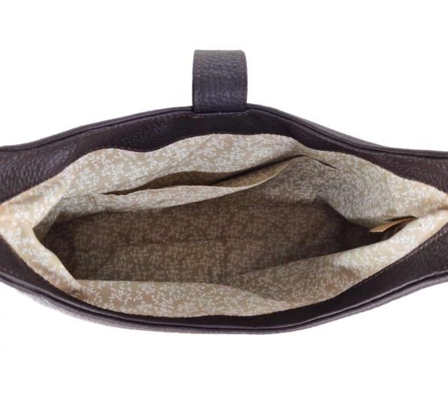 La Guêpe - Petite Maroquinerie - Sac sourire en cuir marron foncé grainé - 02-005-05