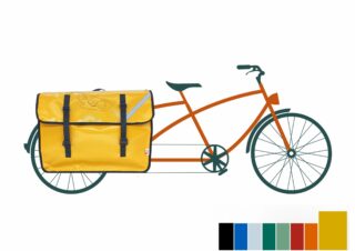 Atelier de la Baleine à Bosse - Sacoche vélo longtail / Midtail  CARGOLAINE Une seule Jaune moutarde