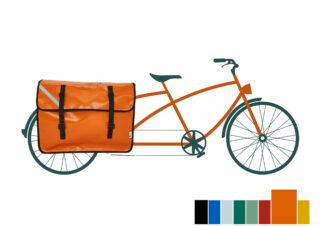 Atelier de la Baleine à Bosse - Sacoche vélo longtail / Midtail  CARGOLAINE Une seule Orange