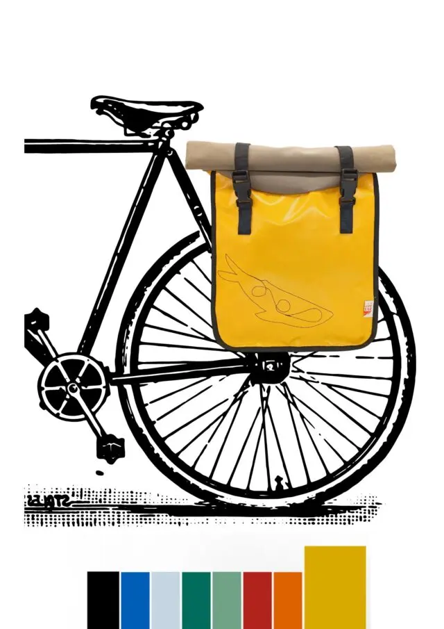 Atelier de la Baleine à Bosse - Sacoche vélo / Sac à dos – BARDALEINE Jaune moutarde