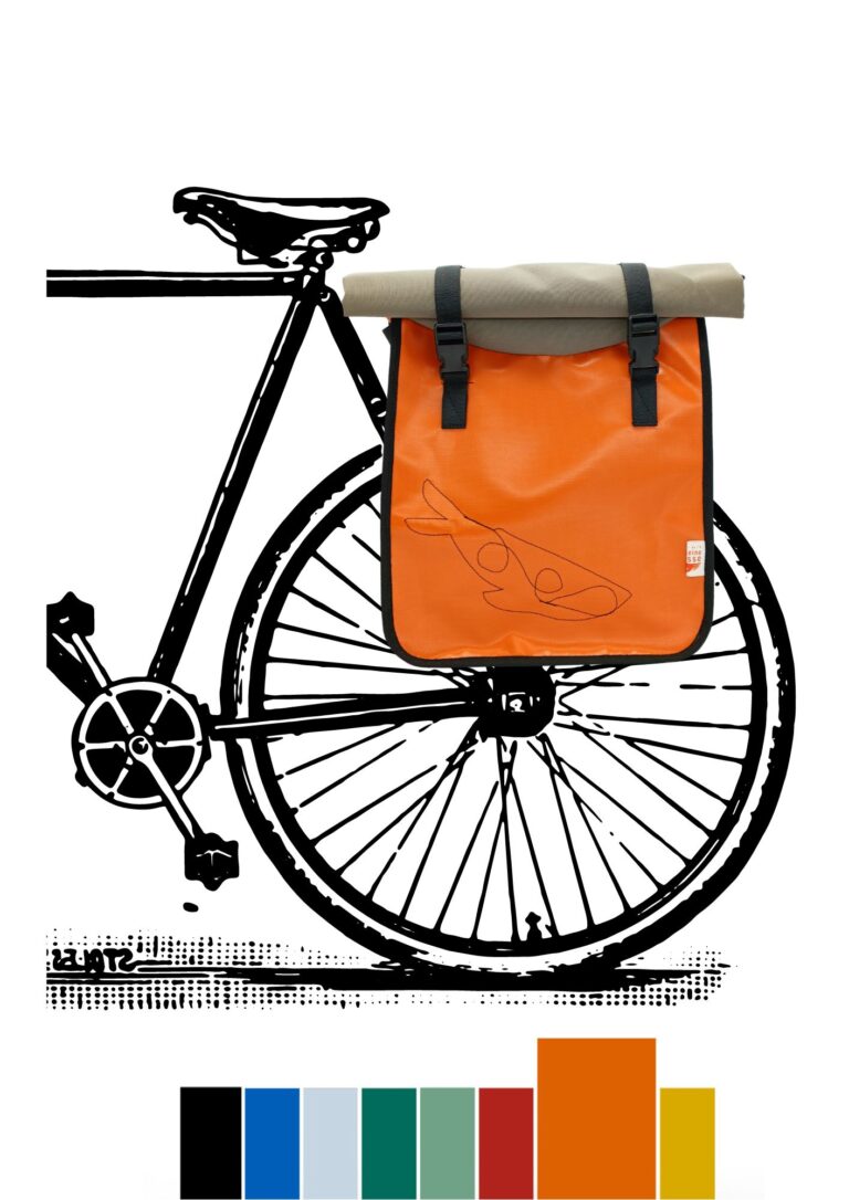 L'Atelier de la Baleine à Bosse - Sacoche vélo / Sac à dos - BARDALEINE Orange