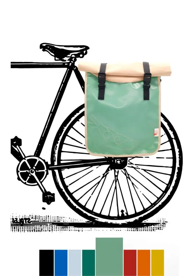 Atelier de la Baleine à Bosse - Sacoche vélo / Sac à dos – BARDALEINE Vert d’eau
