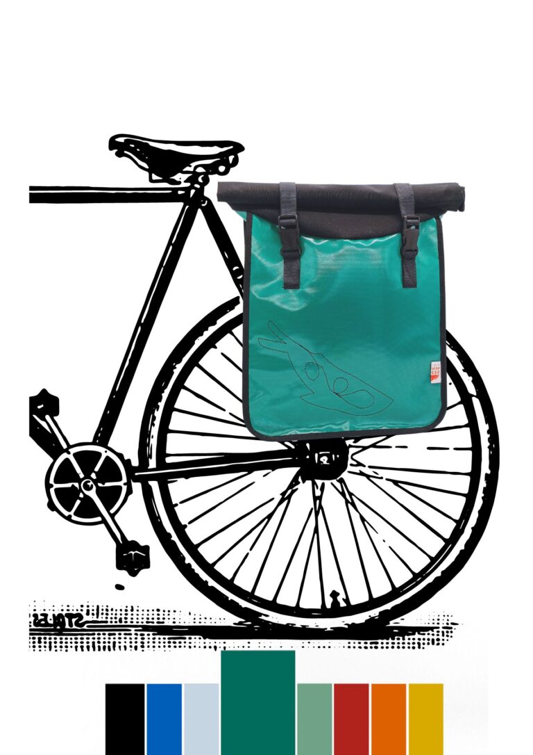 L'Atelier de la Baleine à Bosse - Sacoche vélo / Sac à dos - BARDALEINE Vert émeraude