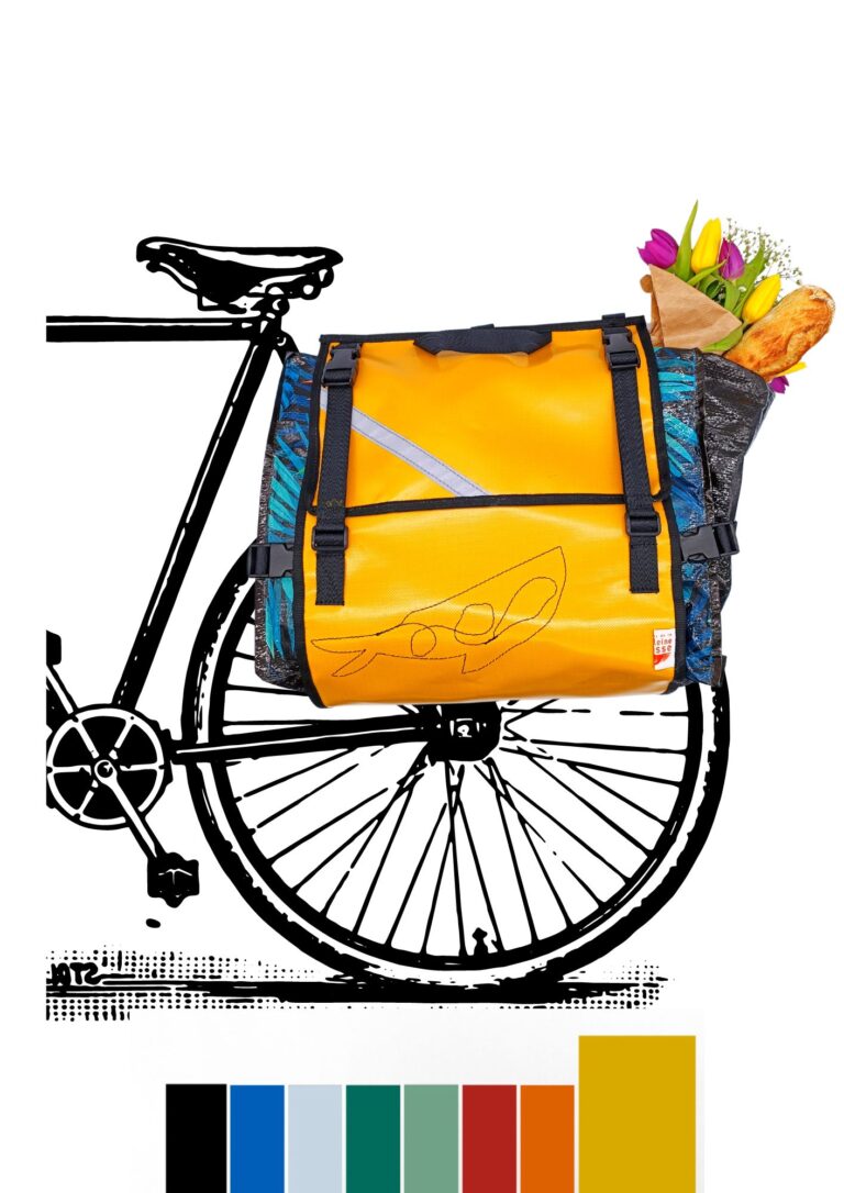 L'Atelier de la Baleine à Bosse - Sacoche de vélo modulable - CABASOUK Jaune moutarde