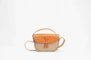 Monébari - Sac à bandoulière  en gomme et cuir -beige