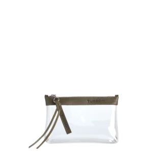 Trousse PVC et cuir Kaki Small par la marque TUSSOR TUSSOR - Trousse PVC et cuir Kaki Small