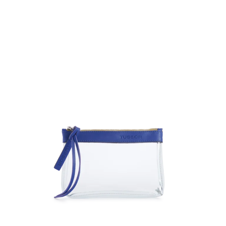 TUSSOR - Trousse PVC et cuir Bleu cobalt Small