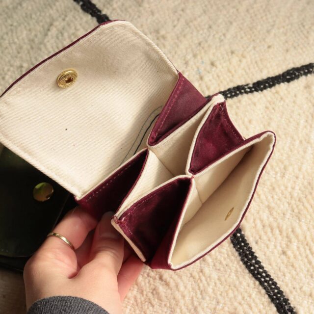 Maison Mallow - Mini Portefeuille En Coton Enduit Imperméable Lie de Vin