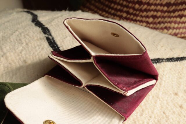 Maison Mallow - Mini Portefeuille En Coton Enduit Imperméable Lie de Vin