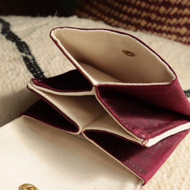 Maison Mallow - Mini Portefeuille En Coton Enduit Imperméable Lie de Vin