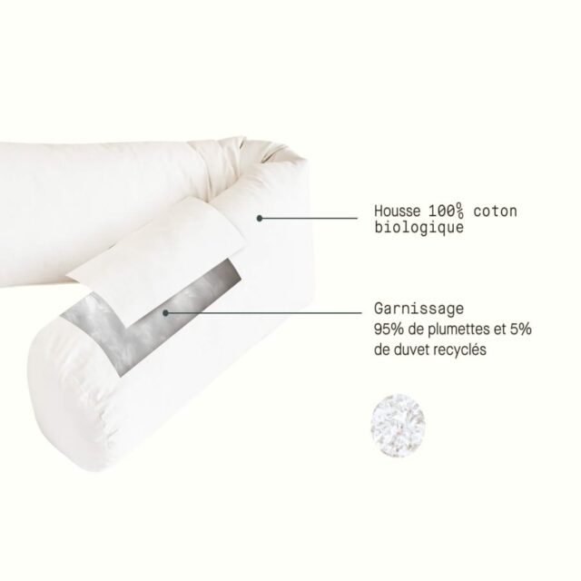 KIPLI - Traversin en plumes et duvet recyclés | 180 cm - Kipli