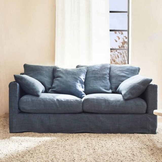 KIPLI - Canapé en lin PALM | 4 places | Marine - Kipli