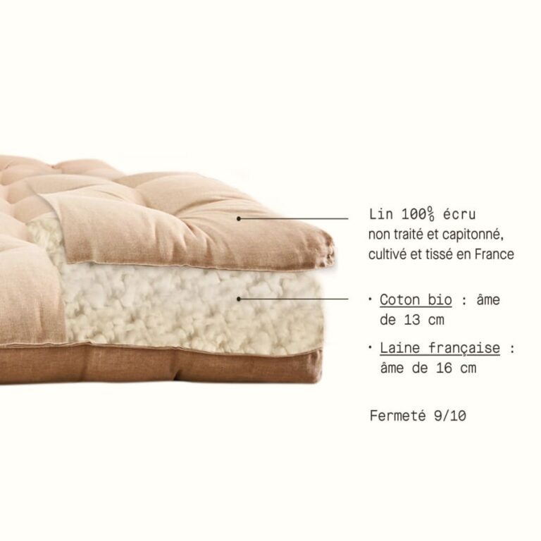 KIPLI - Futon naturel | 200x200 | Coton 100% biologique - Kipli