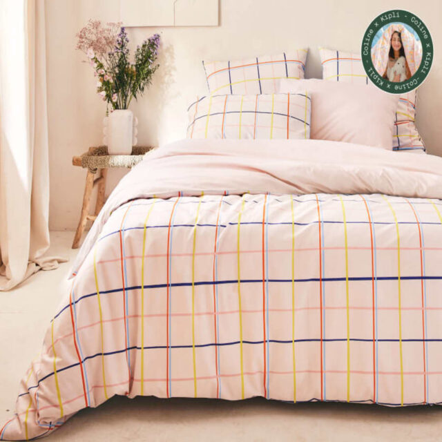 KIPLI - Taie d'oreiller en coton - Carreaux coco | 50x70 - Kipli